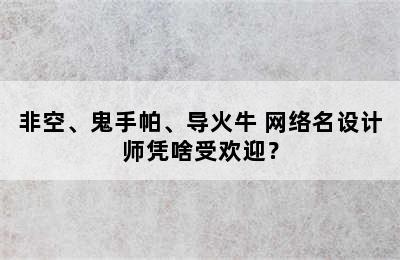 非空、鬼手帕、导火牛 网络名设计师凭啥受欢迎？